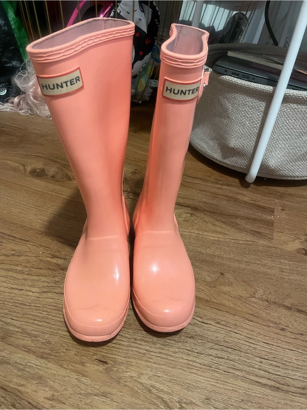 Hunter Kids Coral Pink Tall Rain Boots